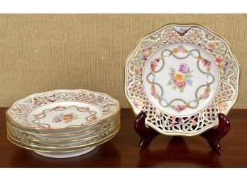 A set eight hand painted Dresden