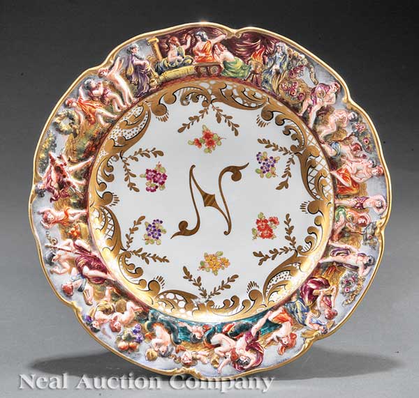 A Set of 10 Capodimonte Gilt and