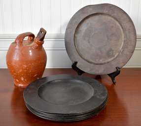 A set of 12 antique black painted