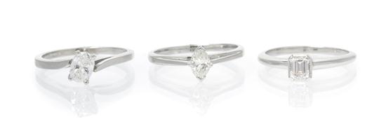 * A Set of 14 Karat White Gold