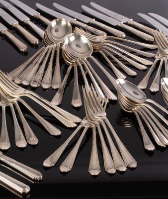 A set of Art Deco silver