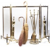 * A Set of Brass Fireplace Equ