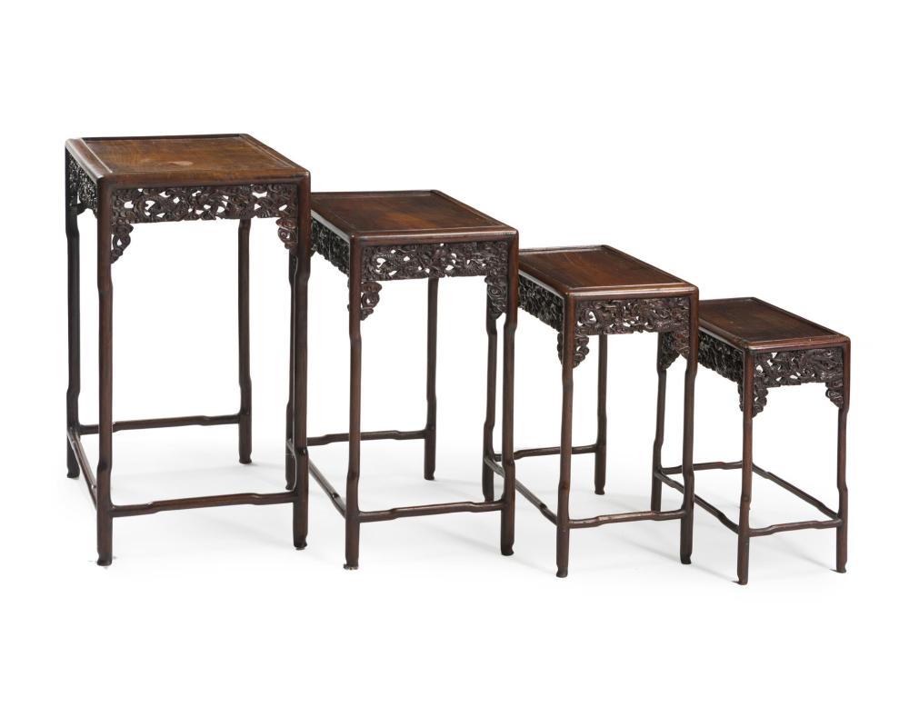 A SET OF CHINESE CARVED WOOD