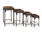 A SET OF CHINESE CARVED WOOD N