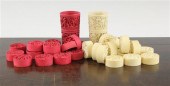 A set of Chinese ivory draught