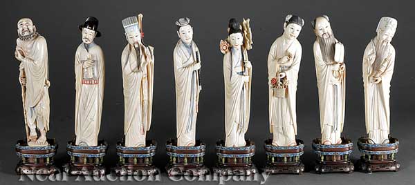 A Set of Eight Chinese Stained