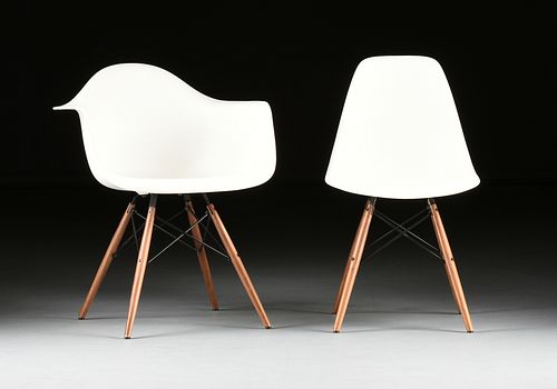 A SET OF EIGHT EAMES MOLDED PLASTIC