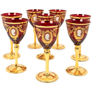A Set of Eight Gilt-Decorated