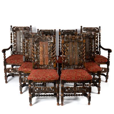 A set of eight Jacobean style