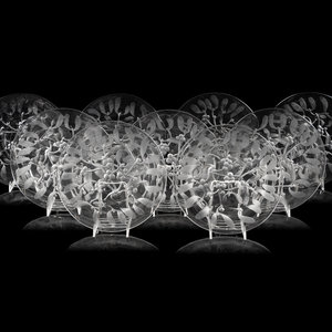 A Set of Eight Lalique Saint