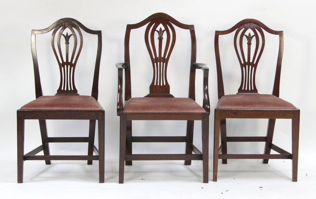 A set of eight mahogany dining