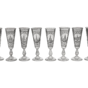 A Set of Eight Russian Niello