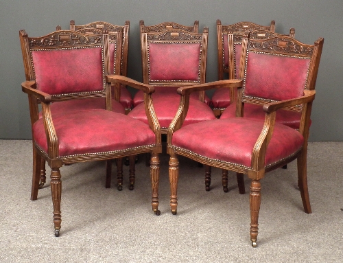 A set of eight Victorian walnut