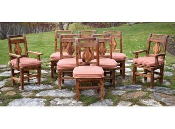 A set of eight vintage pine
