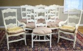 A set of eight white painted I