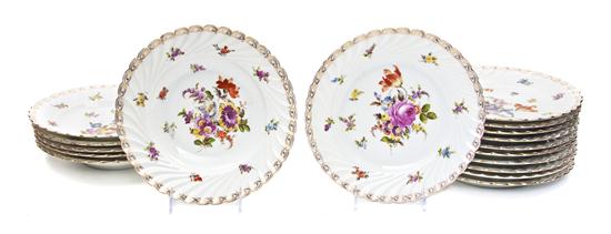 A Set of Eleven Dresden Porcelain