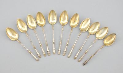 A Set of Eleven Silver Demitasse