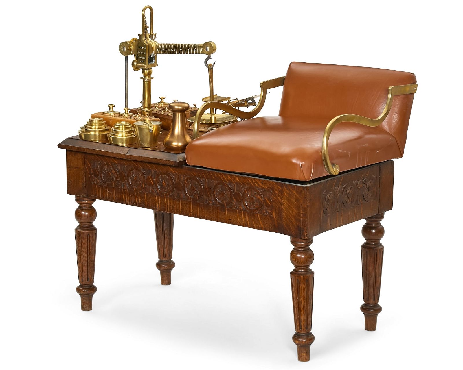 A SET OF ENGLISH BRASS MOUNTED