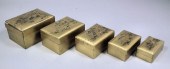 A set of five Chinese gilt lac