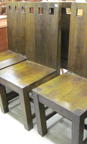 A SET OF FIVE DARK HARDWOOD