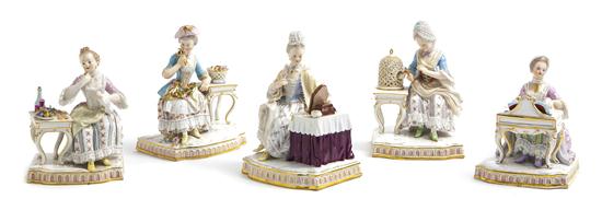 A Set of Five Meissen Figures
