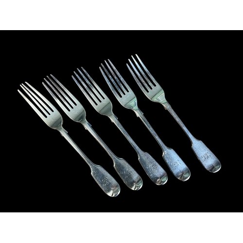 A set of five sterling silver