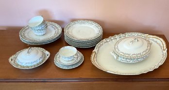 A set of floral and ribbon