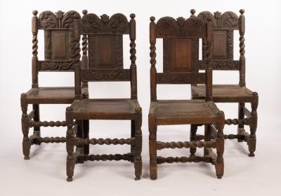 A set of four 17th Century oak hall