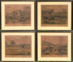 A set of four 19th C. colored