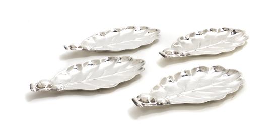 A Set of Four .950 Silver Leaf Form