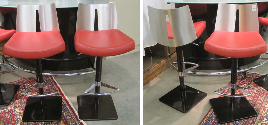 A SET OF FOUR ADJUSTABLE MODERN BAR
