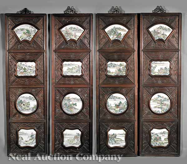 A Set of Four Chinese Carved Wood