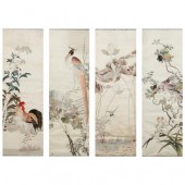 A SET OF FOUR CHINESE SILK EMB
