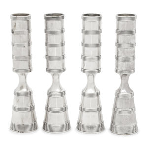A Set of Four Danish Silvered Metal