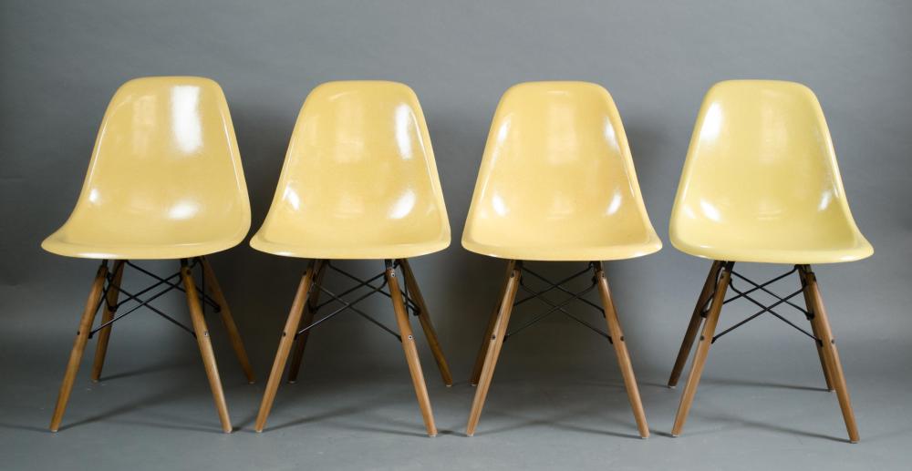 A SET OF FOUR EAMES DSW CHAIRS,