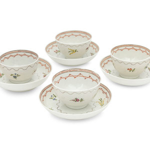 A Set of Four English Porcelain Tea