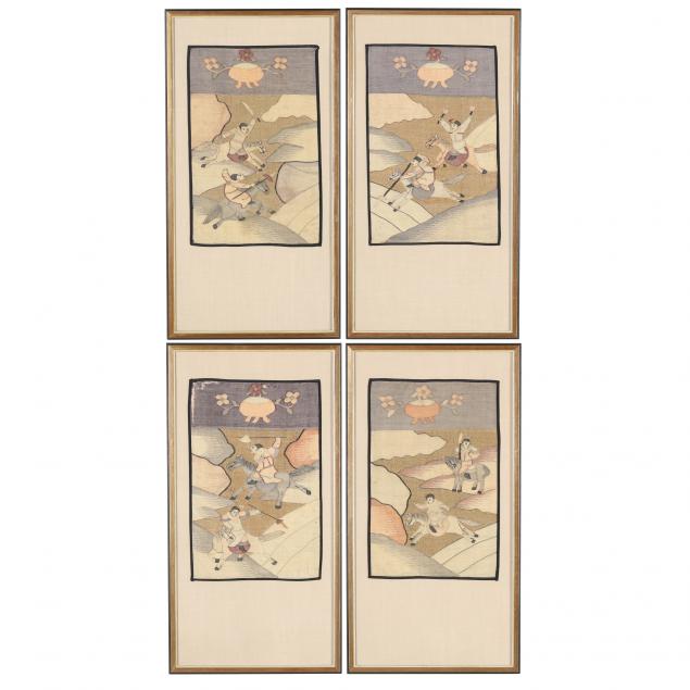 A SET OF FOUR FRAMED CHINESE KESI