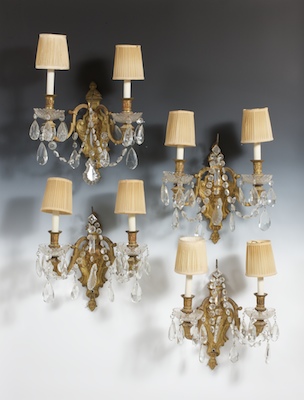 A Set of Four Gilt Bronze Wall
