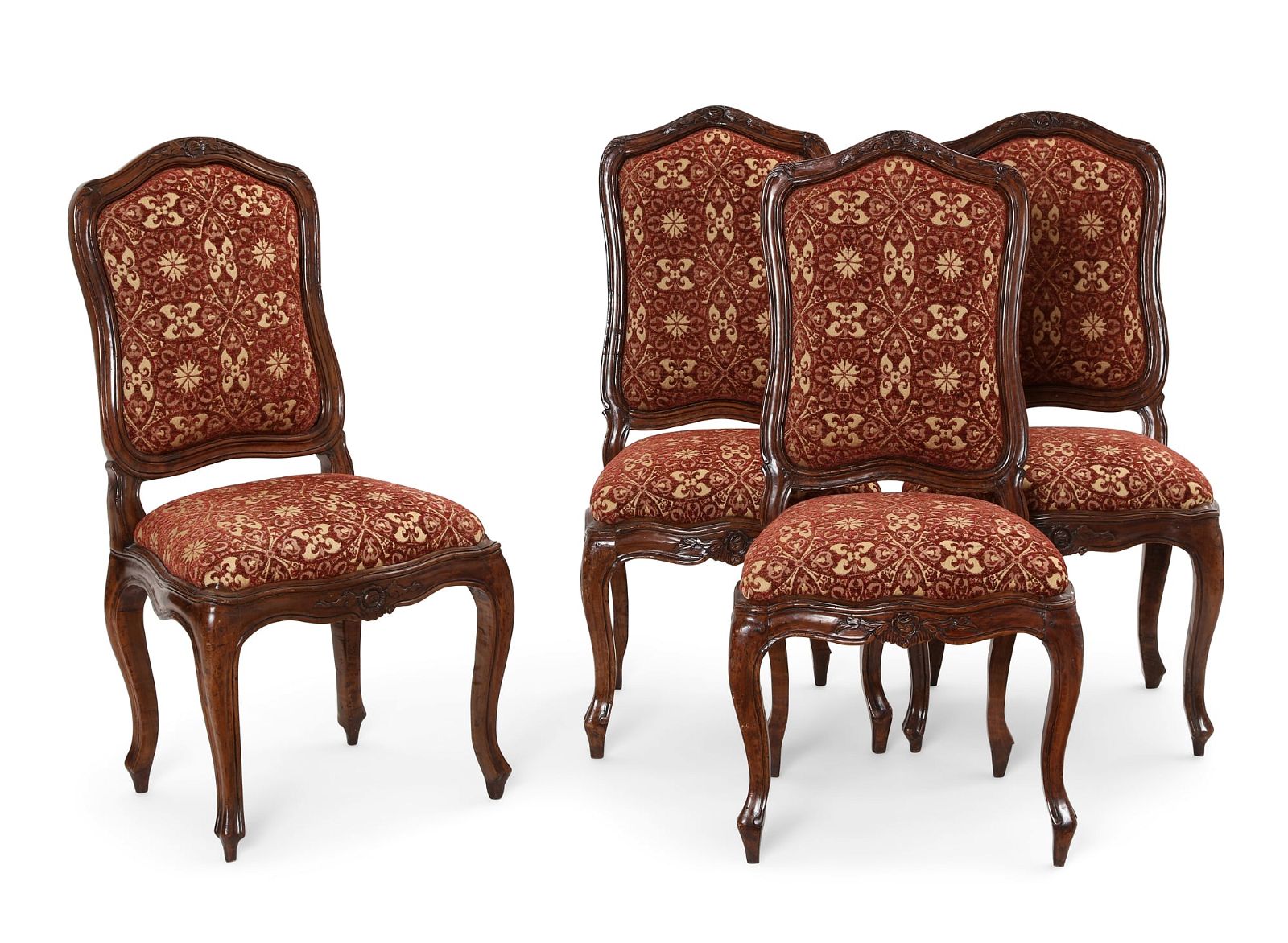 A SET OF FOUR ITALIAN ROCOCO WALNUT