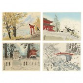 A SET OF FOUR JAPANESE FRAMED