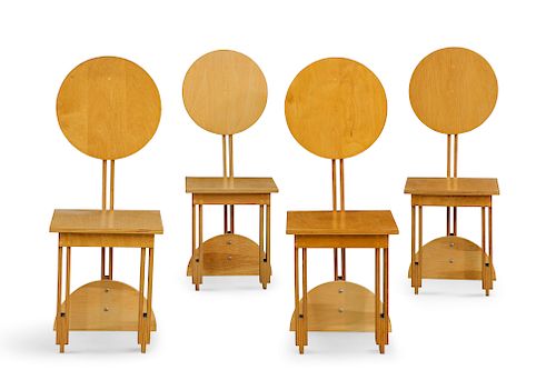 A SET OF FOUR LAMINATED OAK