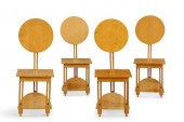 A SET OF FOUR LAMINATED OAK LO