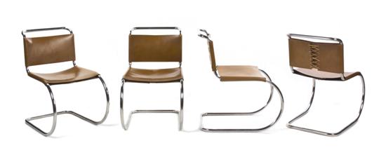 A Set of Four Leather and Chrome MR