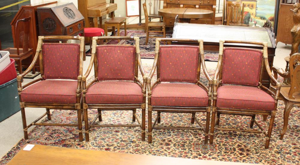 A SET OF FOUR MCGUIRE RATTAN