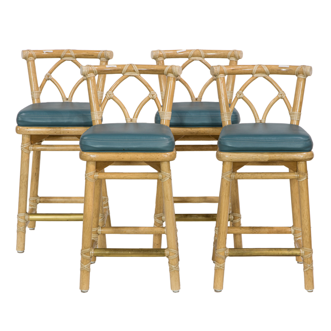 A SET OF FOUR MCGUIRE RATTAN AND