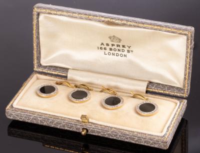 A set of four onyx and diamond