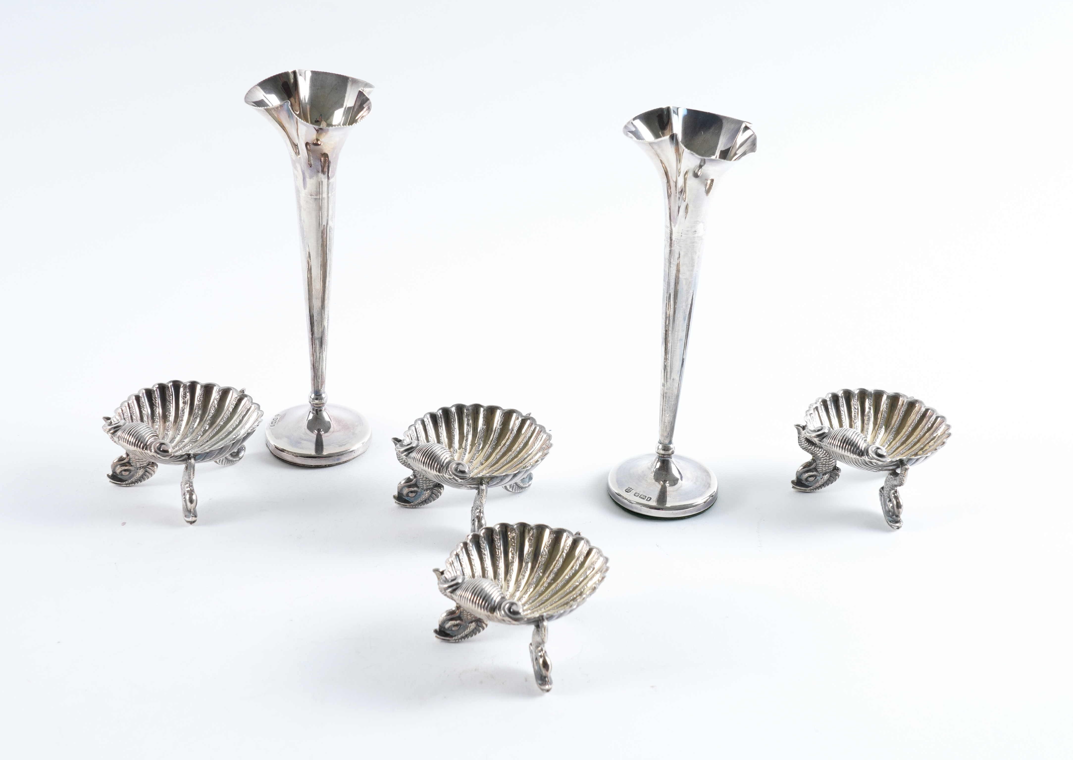 A SET OF FOUR SILVER SALTS AND