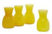 A SET OF FOUR VENINI YELLOW GL