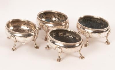 A set of four Victorian oval silver