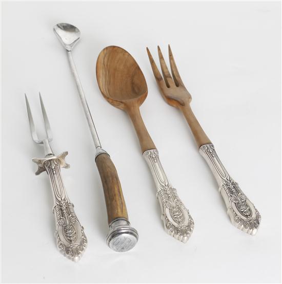 A Set of Four Wood and Silver
